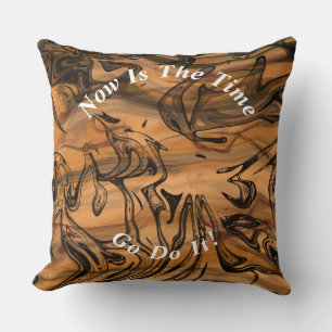 Unique Brown Abstract Marble Liquified Throw Pillow