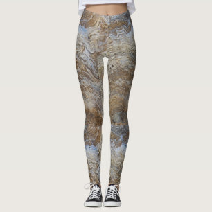 Unique Brown Pacific Coast Driftwood Pattern Leggings