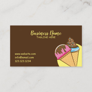 Unique Brown Sweet Ice Cream Cones Frosting Business Card
