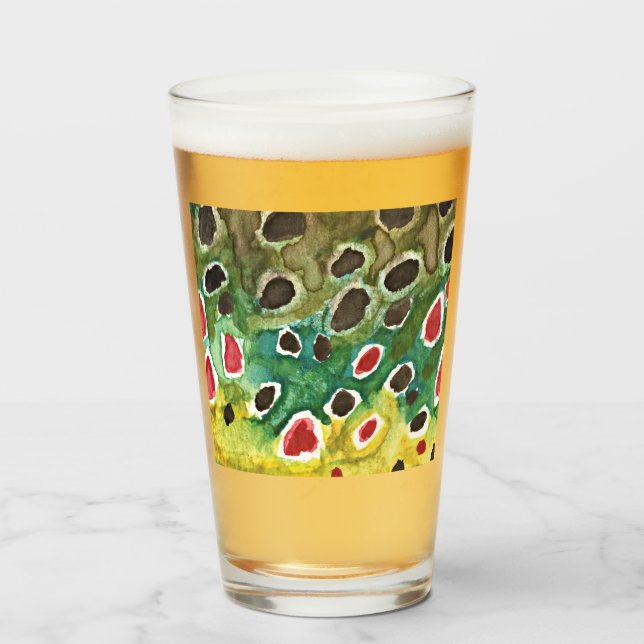 Unique Brown Trout Fishing Ichthyology Angler's Glass (Front Filled)