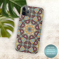 Unique Brown Yellow Turquoise Red Kaleidoscope Art
