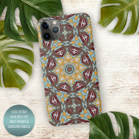 Unique Brown Yellow Turquoise Red Kaleidoscope Art