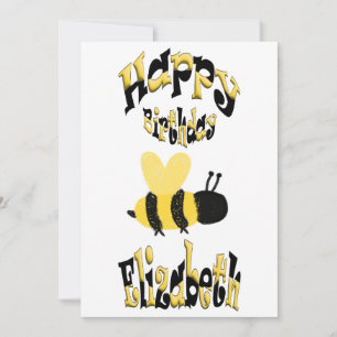 Unique Bumblebee Doodle Personalized Drawing B-Day Invitation