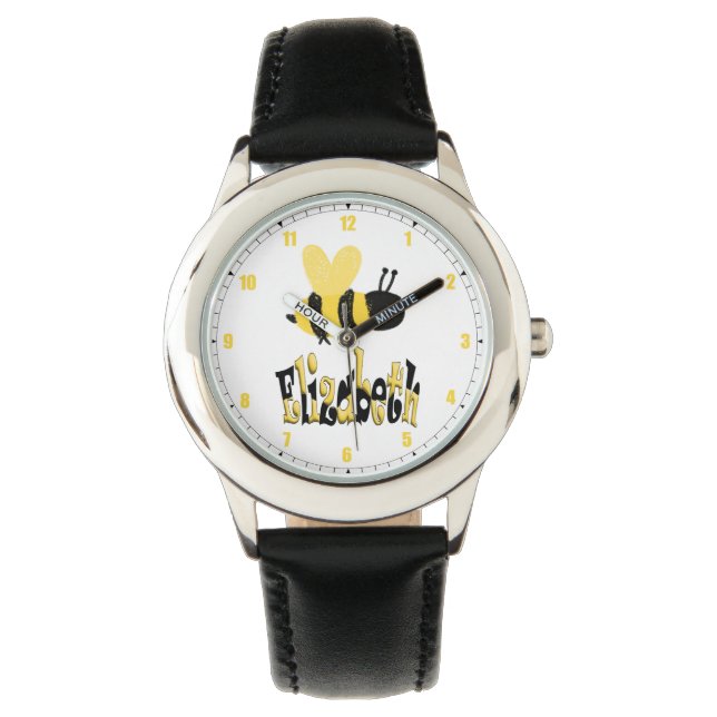 Unique Bumblebee Doodle Personalized Drawing Watch (Front)