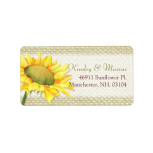 Unique Burlap Sunflower Wedding Address Label