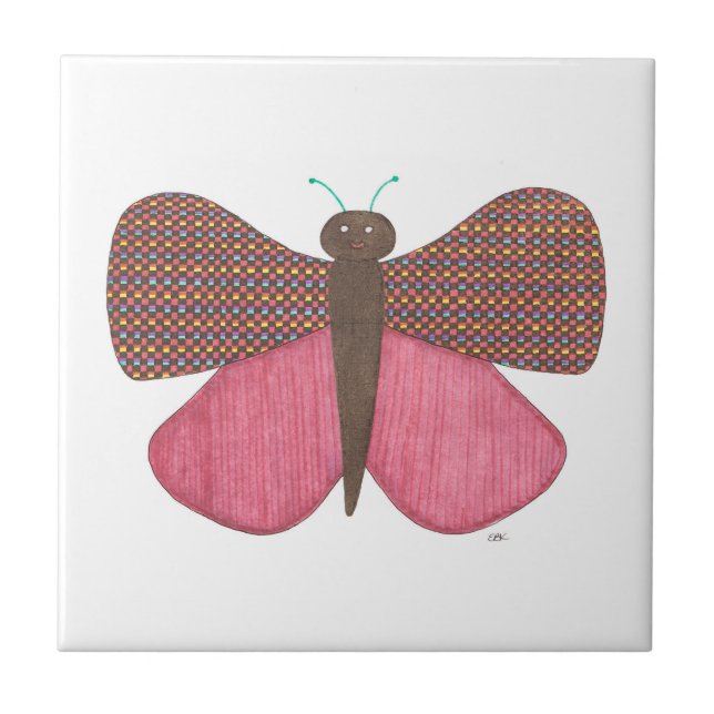 Unique Butterfly Art Tile-Erin Brie Art Ceramic Ti Tile (Front)