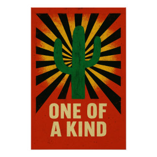 Unique cactus under a bright sun poster