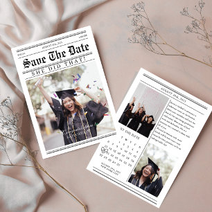 Unique Calendar newspaper photo Graduation Save The Date