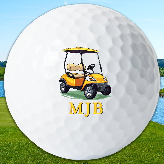 Unique Cart Golfer Personalized 3 Initial Monogram Golf Balls (Creator Uploaded)