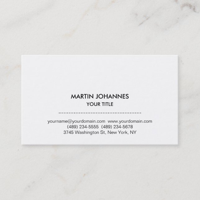 Unique Carte de visite blanc chic professionnel si (Devant)