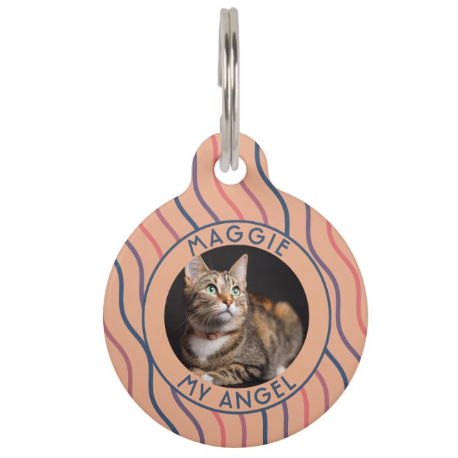 Unique Cat Mom Gift Stripes Pet Tag (Front)