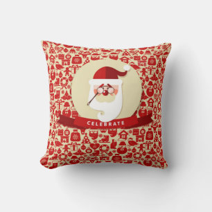 Unique Celebrate Christmas with Santa Throw Pillow