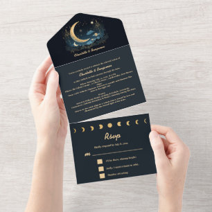 Unique Celestial Fantasy Wedding All In One Invitation