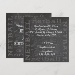 Unique Chalkboard netball 5.25" x 5.25" Invitation