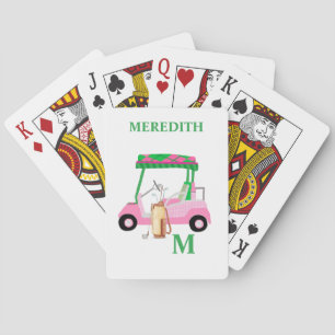 Unique Charming Golf Cart with Clubs Monogram  Playing Cards