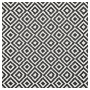 Unique Chic Black White Ikat Square Pattern Fabric