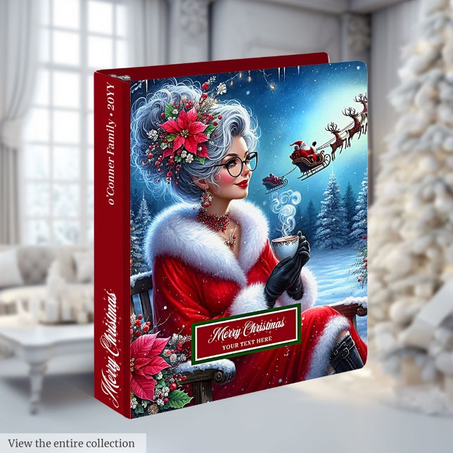 Unique Chic Mme Claus Noël Classeur à 3 anneaux (Unique Chic Mrs. Claus Christmas 3 Ring Binder)