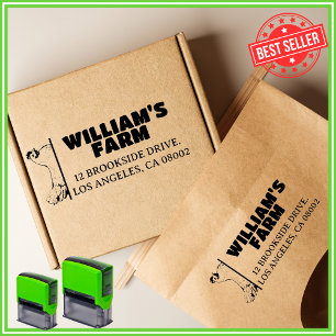 Unique Chicken Farm Family Business Return Address Self-inking Stamp