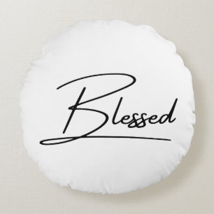 Unique Christian Faith 'Blessed' Design Round Pillow