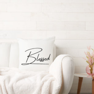 Unique Christian Faith 'Blessed' Design Throw Pillow