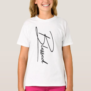 Unique Christian Faith 'Blessed' Vertical Design T-Shirt