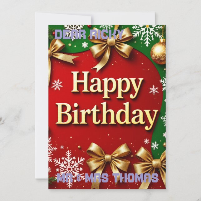 Unique Christmas Birthday Greeting Card  (Front)