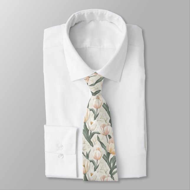 Unique Christmas Gift For Dad Tulip Floral Tie (Tied)