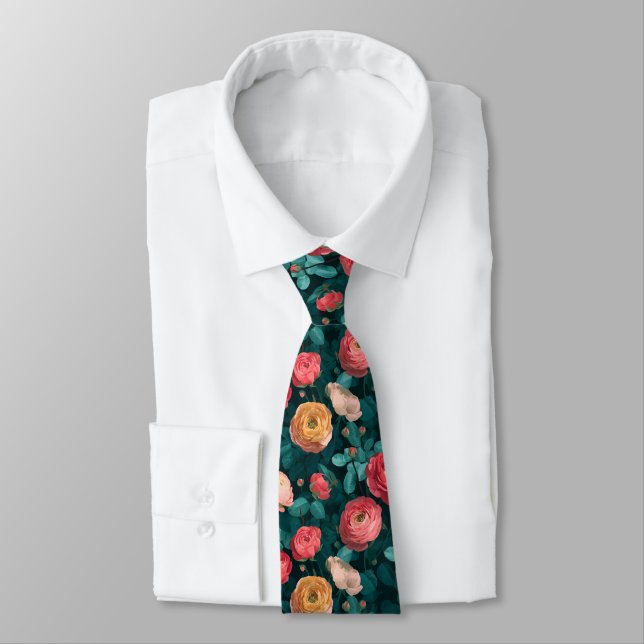 Unique Christmas Gift For Husband Ranunculus Tie (Tied)