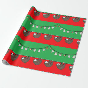 Unique Christmas Holiday Sloth Wrapping Paper