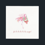 Unique Christmas Holiday Themes Pink Flamingo  Napkin<br><div class="desc">Bring fun and flair to your Florida beach Christmas with these tropical napkins featuring a festive pink flamingo and the playful phrase “fa-la-la-la-la-la-mingo.” Designed with unique watercolor art by Victoria Grigaliunas, these cocktail napkins add a sunny twist to classic Christmas holiday themes. Perfect for Christmas in July party ideas, Delray...</div>