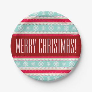 Unique Christmas Pattern Custom Text Paper Plate