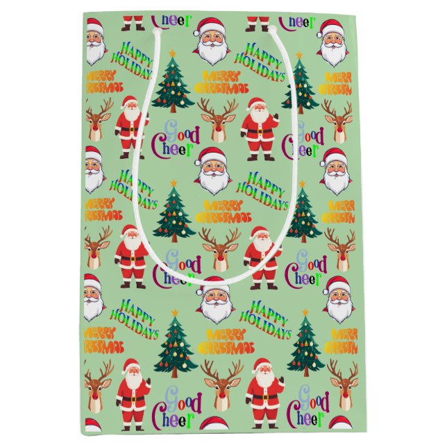 Unique Christmas Pattern Place on Medium Gift Bag (Front)