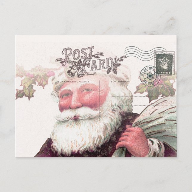 Unique Christmas Santa Vintage Post Card (Front)