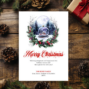 Unique Christmas Scene Red Green Greeting Card