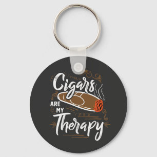 Unique Cigars are my therapy Quote Keychain