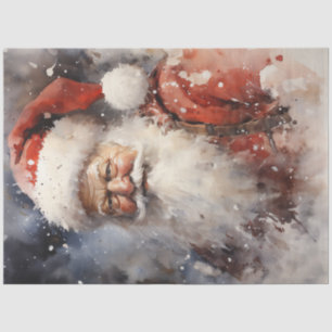 Unique classic Santa Claus smiling in snowy forest Tissue Paper
