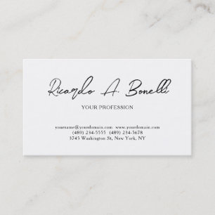 Unique Classical Plain Simple White Professional Business Card