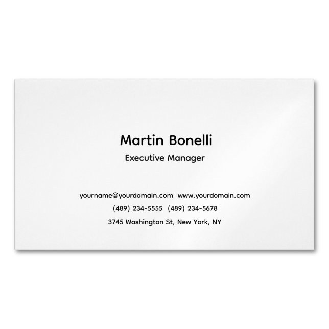Unique Classical Simple Black White Magnetic Business Card (Front)