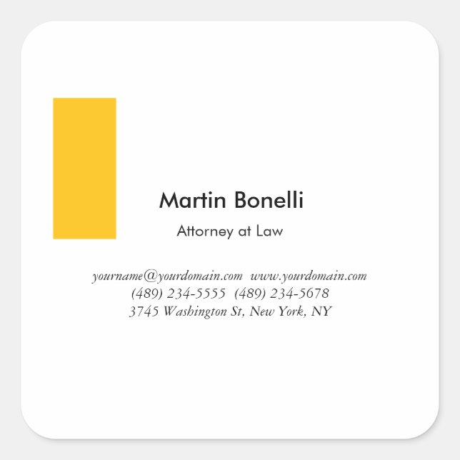 Unique Classical Simple Black & White Square Sticker (Front)