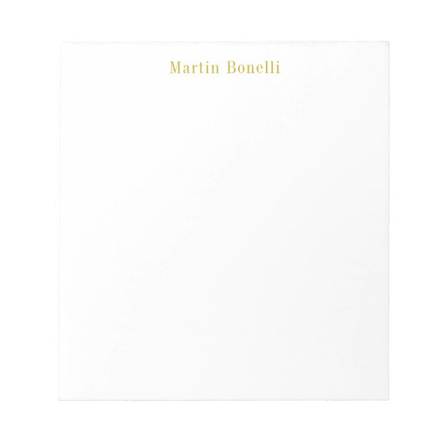 Unique Classical Simple Gold Colour Name Notepad (Front)