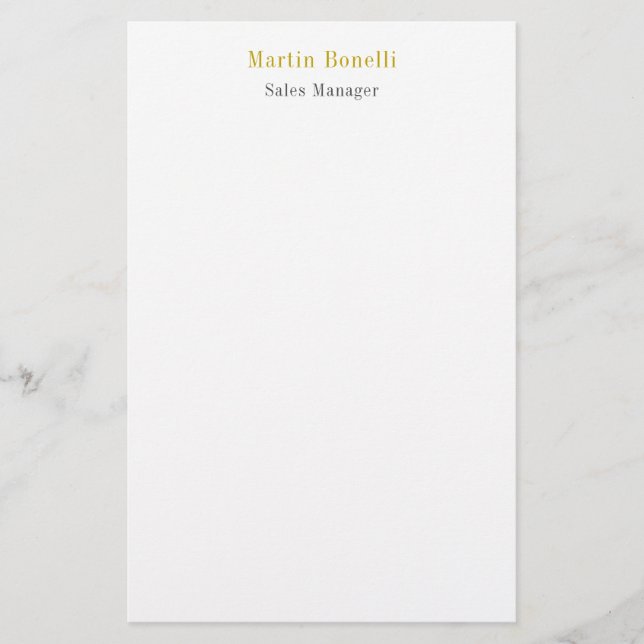 Unique Classical Simple Gold Colour Name Stationery (Front)