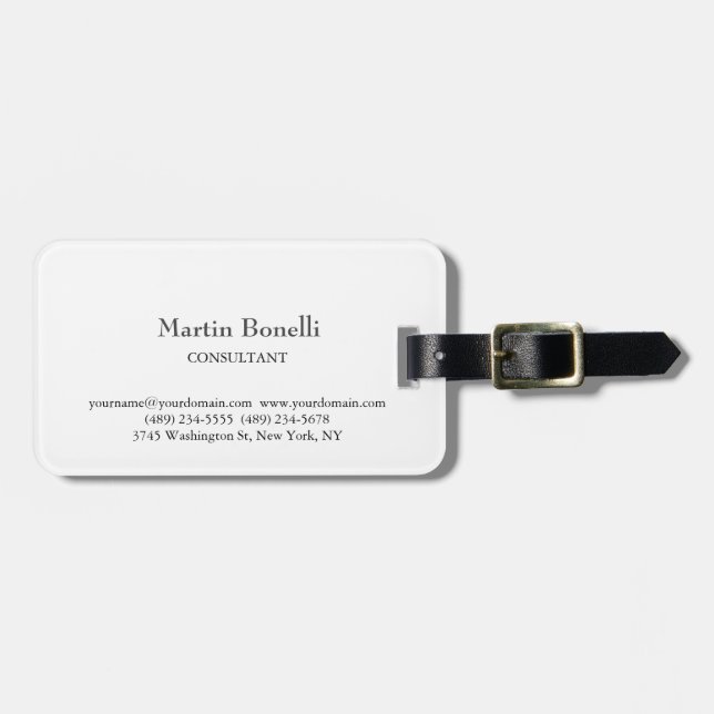 Unique Classical Simple White Luggage Tag (Front Horizontal)