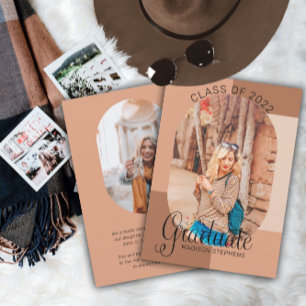 Unique Classy Retro Curved Photo 2022 Graduation   Announcement