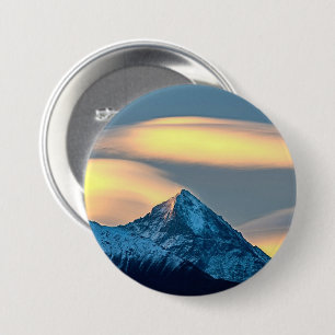 Unique Clouds Over Snow Covered Mountains 3 Inch Round Button