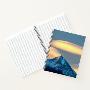 Unique Clouds Over Snow Covered Mountains Notebook