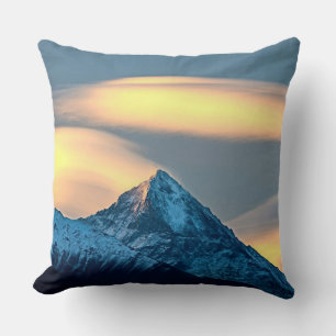 Unique Clouds Over Snow Covered Mountains Throw Pillow