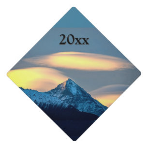 Unique Clouds Over Snow Covered Mountains w Year Graduation Cap Topper