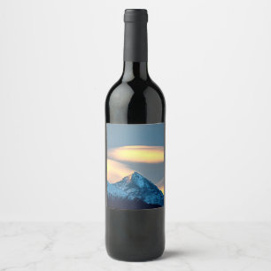Unique Clouds Over Snow Covered Mountains Wine Label