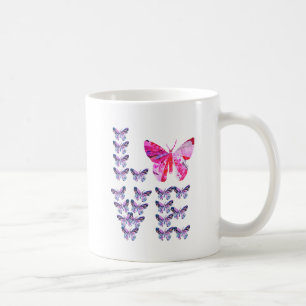 unique collage art BUTTERFLIES spelling LOVE Coffee Mug