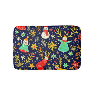 Unique Colorful Festive Pattern Art Bath Mat